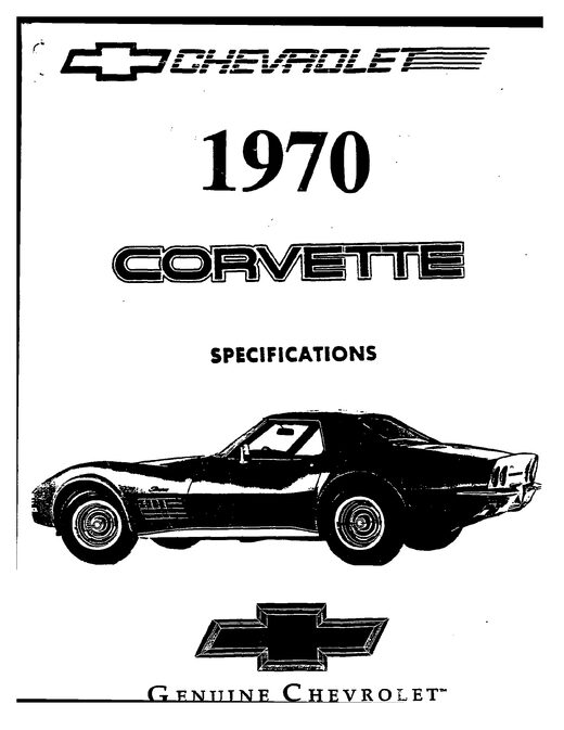 Cover of the 1970 Chevrolet Corvette factory specification manual