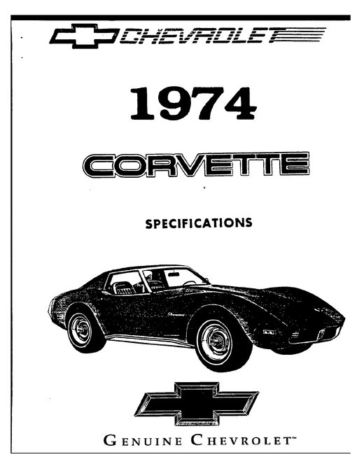 Cover of the 1974 Chevrolet Corvette factory specification manual