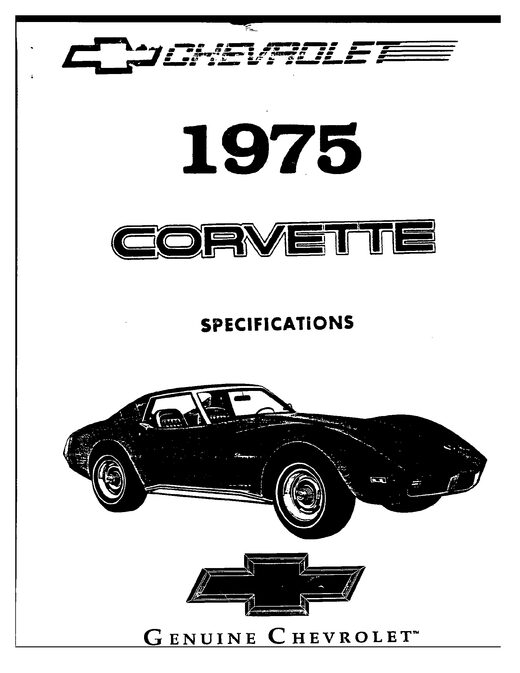 Cover of the 1975 Chevrolet Corvette factory specification manual