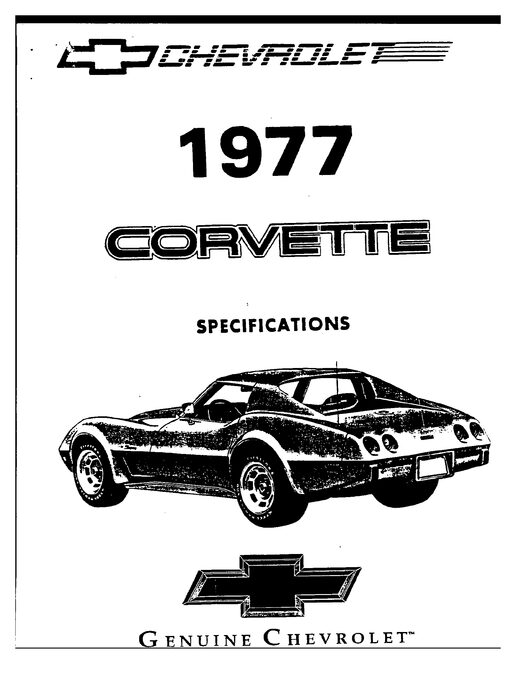 Page from the 1977 Chevrolet Corvette factory specification manual
