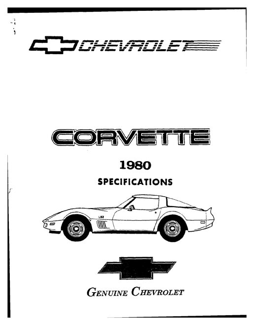 Cover of the 1980 Chevrolet Corvette factory specification manual