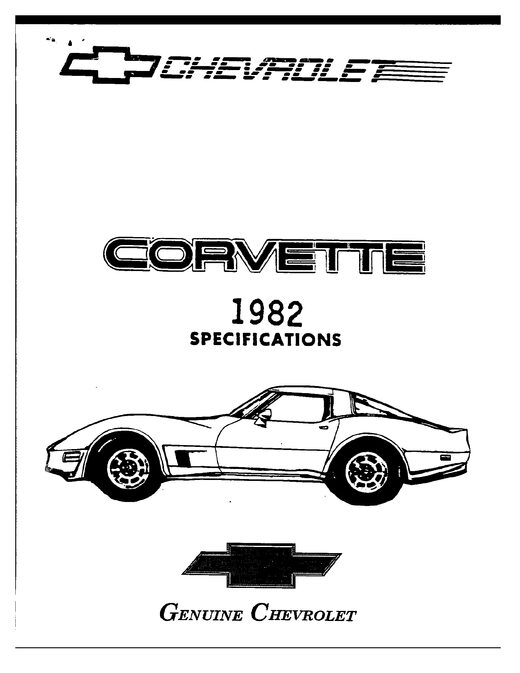 Cover of the 1982 Chevrolet Corvette factory specification manual